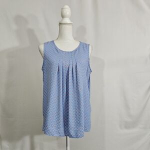 Jones New York red white blue diamond print sleeveless blouse womens size medium